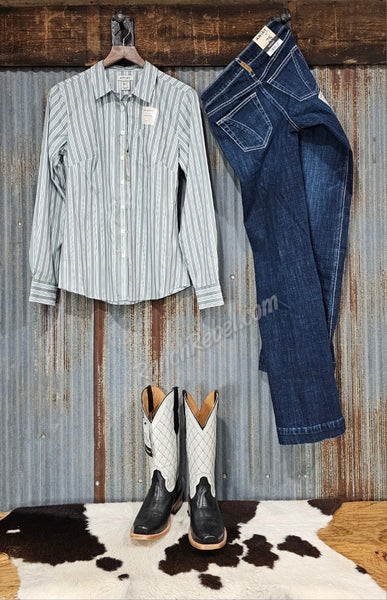 Ariat Kirby Pro Shirt in Green Bay Stripe #6544