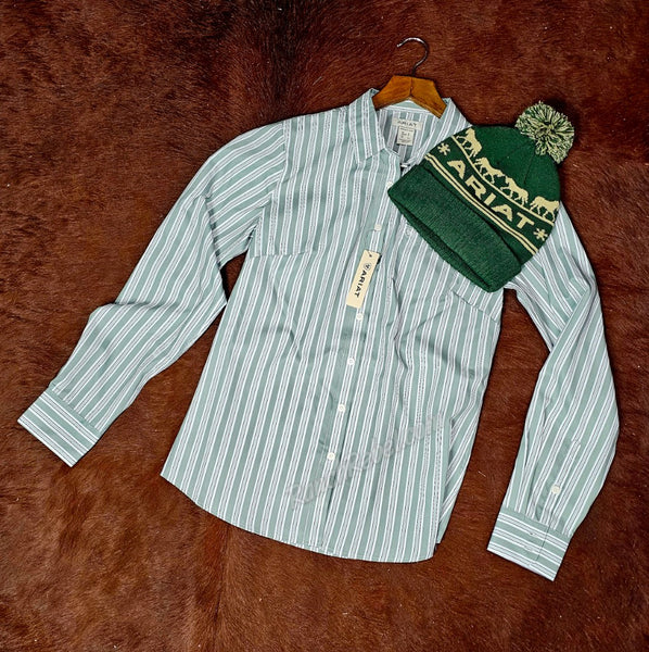 Ariat Kirby Pro Shirt in Green Bay Stripe #6544