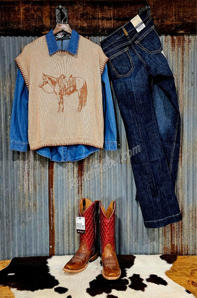 Denim Ruffle Pearl Snap #6418