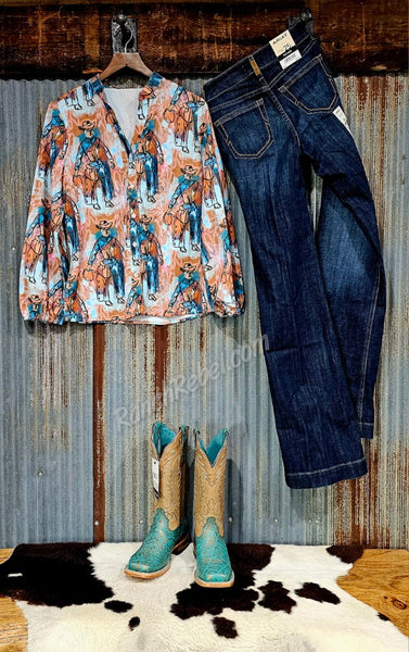 Abstract Cowboy Top #6559