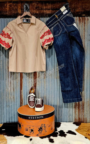 Bootstitch Babe Top in Tan #6569