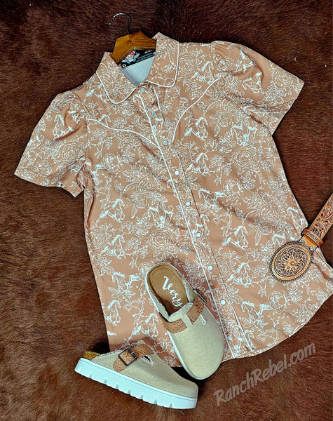 Floral Horse Pearl Snap #6578