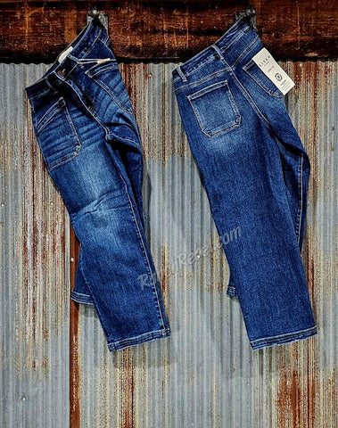 Risen Dark Wash Slouchy Crops #6600