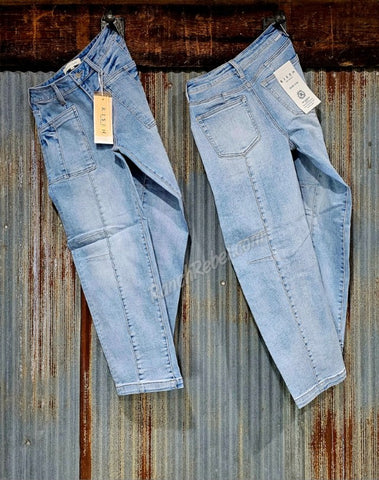 Risen Light Wash Slouchy Ankle Boyfriend Jeans #6599