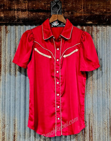 Crimson Satin Arrow Pearl Snap #6590