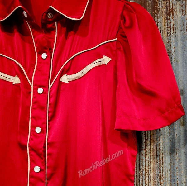 Crimson Satin Arrow Pearl Snap #6590