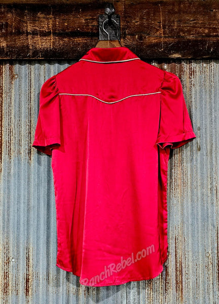 Crimson Satin Arrow Pearl Snap #6590