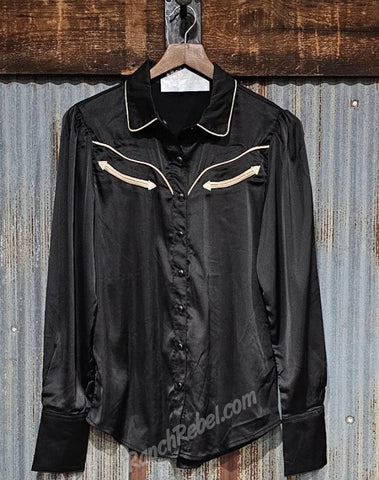 Satin Pearl Snap in Black #6602