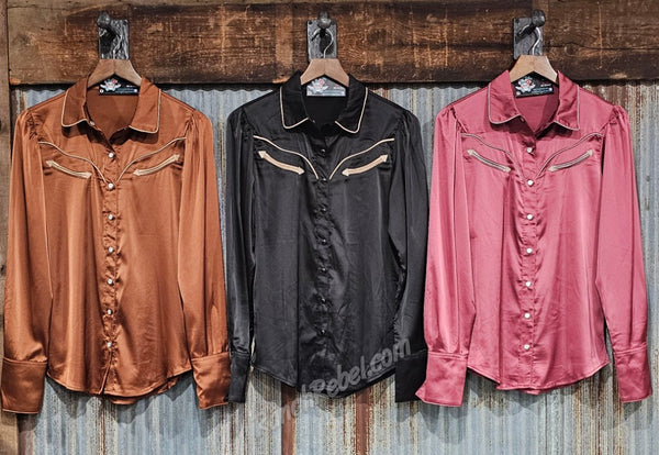 Satin Pearl Snap in Black #6602