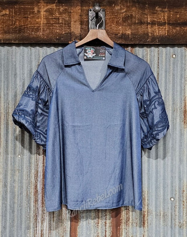 Bootstitch Babe Top in Denim #6623