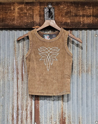 Bootstitch Ribbed Tank in Brown #6617