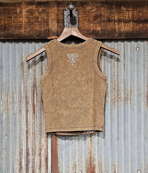 Bootstitch Ribbed Tank in Brown #6617