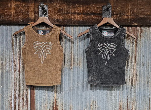 Bootstitch Ribbed Tank in Brown #6617