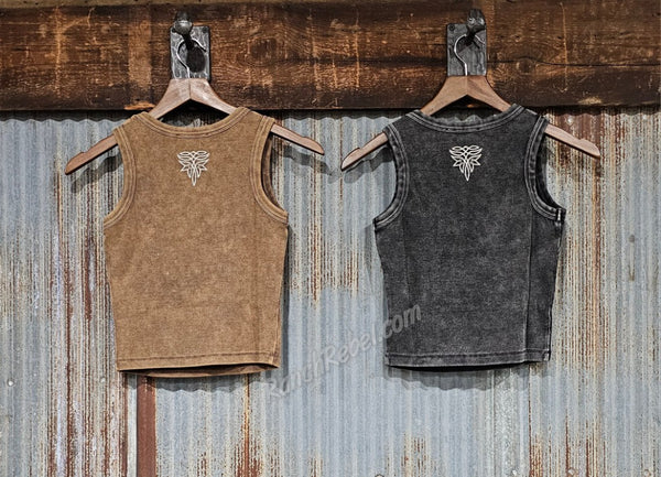 Bootstitch Ribbed Tank in Brown #6617