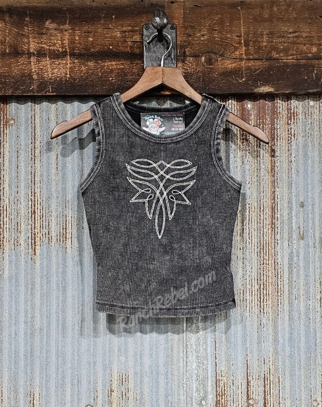 Bootstitch Ribbed Tank in Black #6616