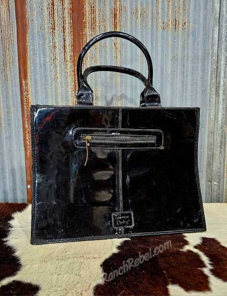 Black Patent Embroidered Rodeo Tote #6605