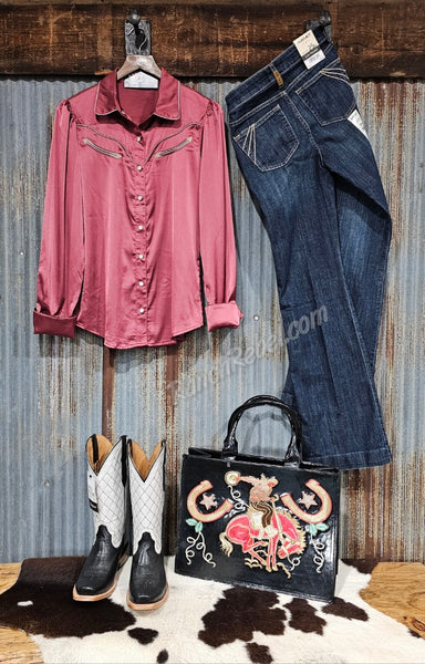 Satin Pearl Snap in Berry #6601