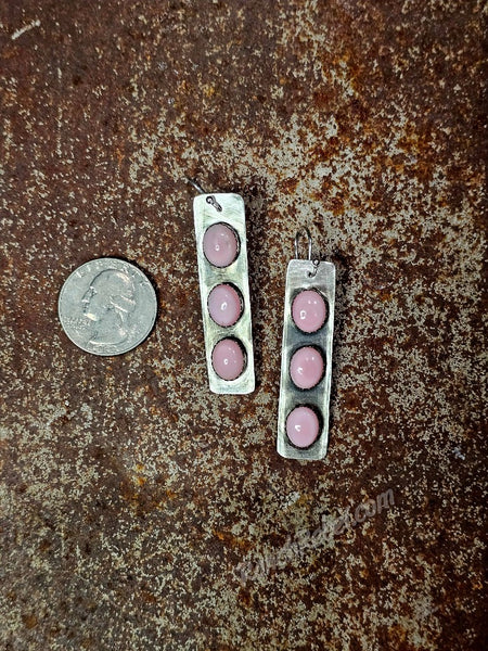 Pink Conch Three Stone Earrings #6606