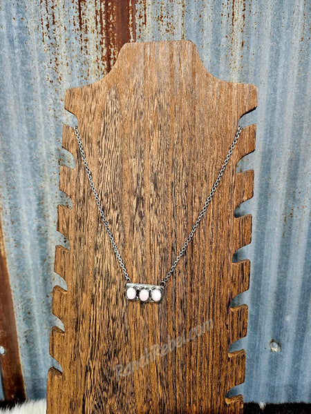 Pink Conch Three Stone Necklace #6607