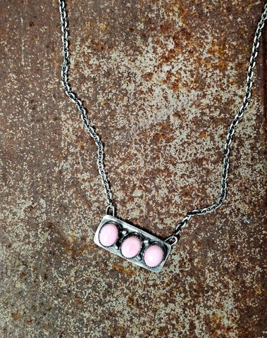 Pink Conch Three Stone Necklace #6607