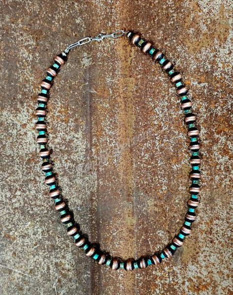 Copper Pearl & Turquoise Necklace #6621