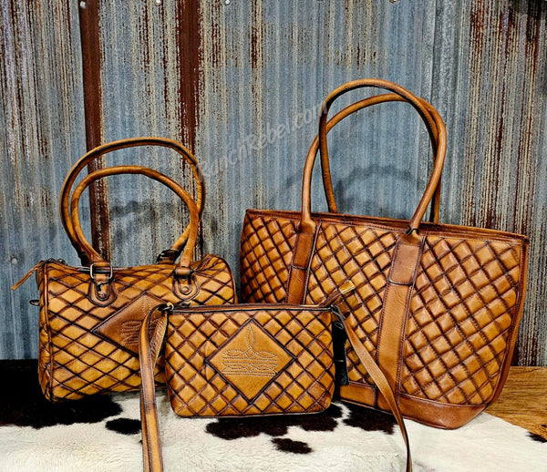 Quilted Brown Leather Tote #6626