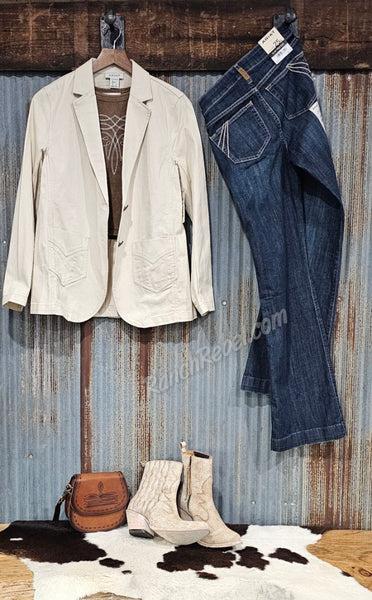 Bootstitch Ribbed Tank in Brown #6617