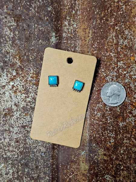 Square Turquoise Post Earrings #6644