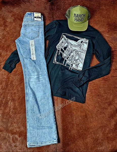 Three Horses Long Sleeve Tee #6627