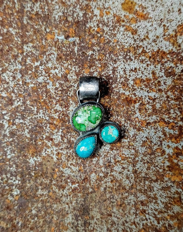 Green Turquoise Cluster Pendant #6649