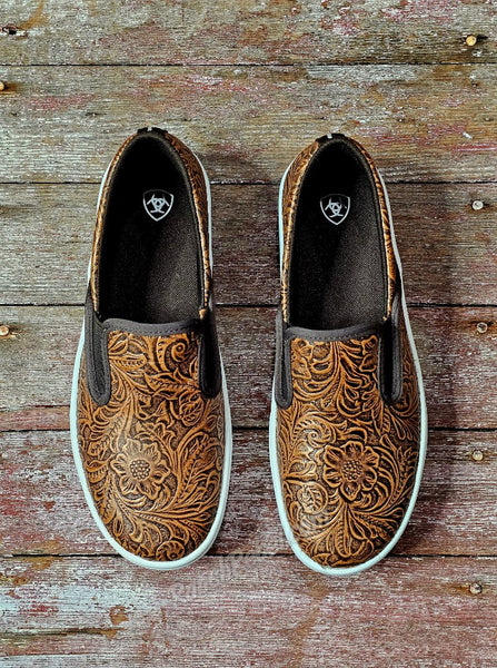Ariat Skylar Slip On in Brown Floral Emboss #6657