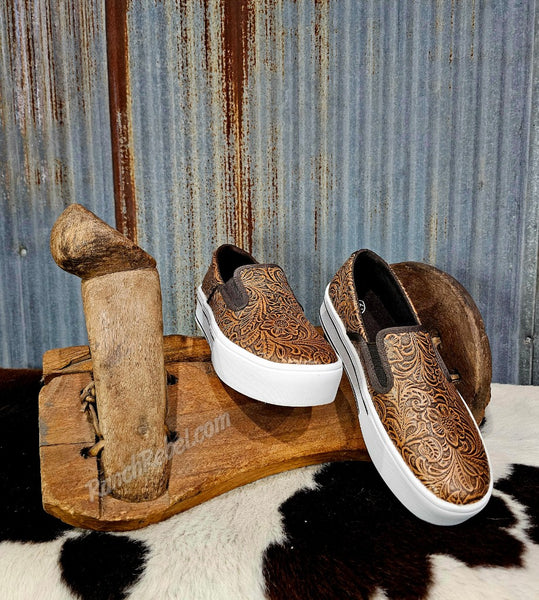 Ariat Skylar Slip On in Brown Floral Emboss #6657