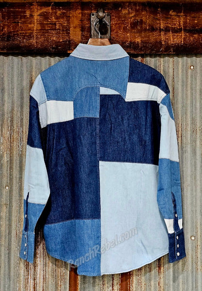 Kimes Ranch Olly Denim Patchwork Pearl Snap Shirt #6662