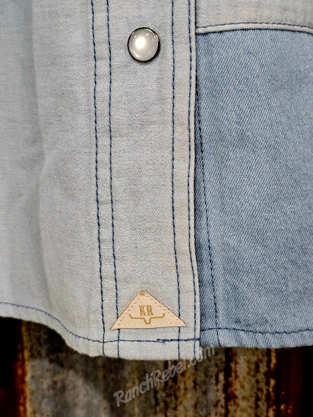 Kimes Ranch Olly Denim Patchwork Pearl Snap Shirt #6662