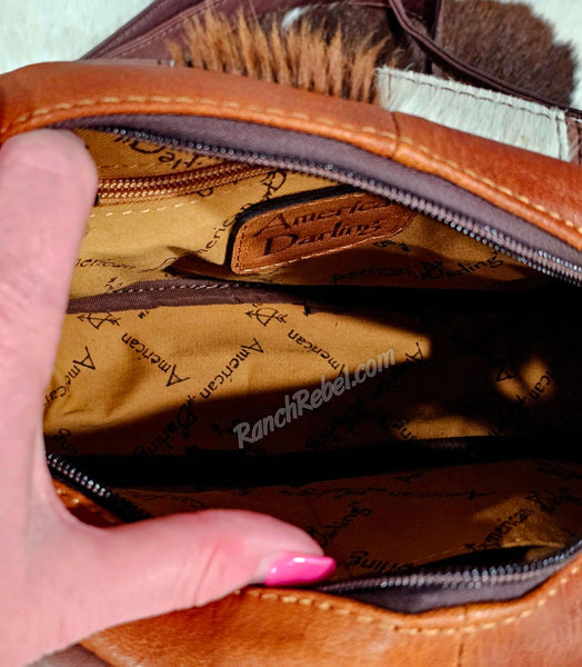 Checkered Cowhide Belt/Sling Bag #6672