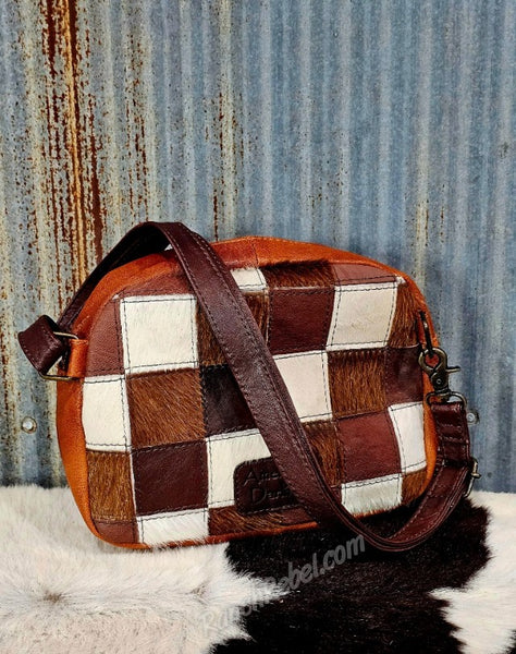 Checkered Cowhide Belt/Sling Bag #6672