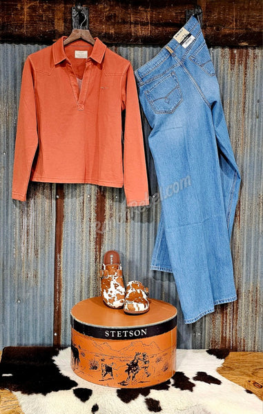 Kimes Ranch Abby Long Sleeve Knit in Spice Red #6670