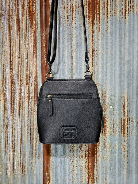 Black Quilted Leather Crossbody Bag #6674