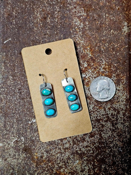 Three Stone Royston Turquoise Earrings #6675