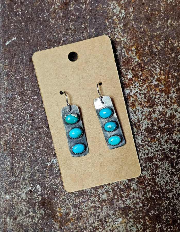 Three Stone Royston Turquoise Earrings #6675