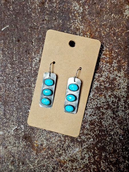 Three Stone Royston Turquoise Earrings #6675