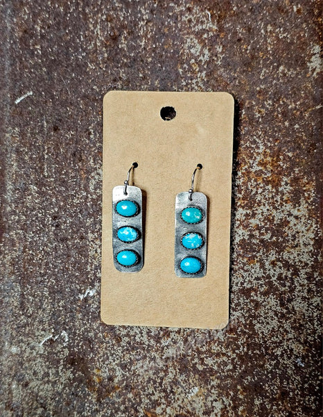 Three Stone Royston Turquoise Earrings #6675