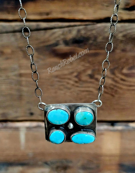 Four Stone Sleeping Beauty Turquoise Necklace #6676