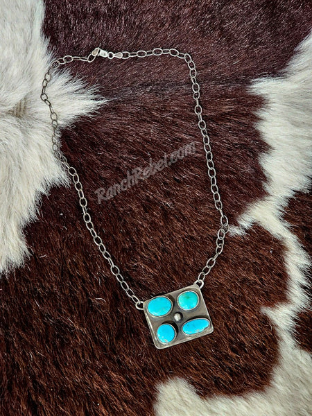 Four Stone Sleeping Beauty Turquoise Necklace #6676