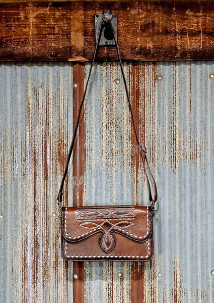 Brown Bootstitch Clutch Bag #6685
