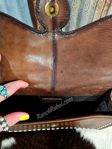 Brown Bootstitch Clutch Bag #6685