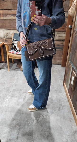 Brown Bootstitch Clutch Bag #6685
