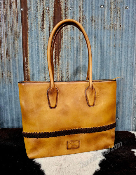 Leather & Cowhide Bootstitch Tote #6694