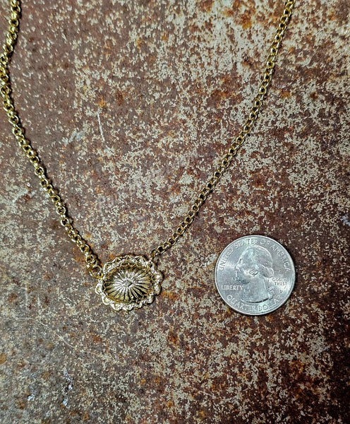 Dainty Gold Concho Necklace #6702