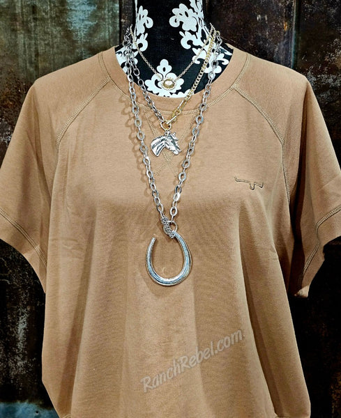 Two Tone Chain Horse Necklace #6703